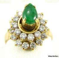 EMERALD & Diamond Spinning RING   16k Yellow Gold RING  