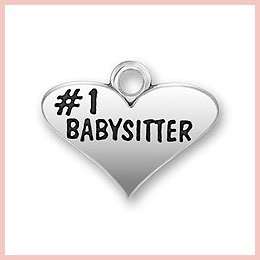 Sterling Silver Teen #1 Babysitter Heart Charm Pendant  