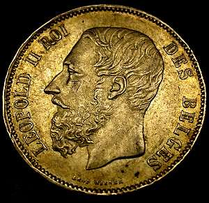 1873 BELGIUM 5 Francs Silver LEOPOLD II Crown Size Coin  