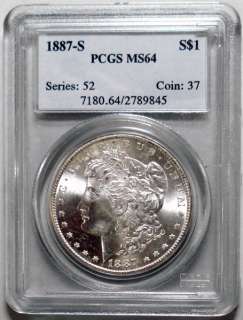 1887 S MORGAN DOLLAR PCGS MS 64 #845  