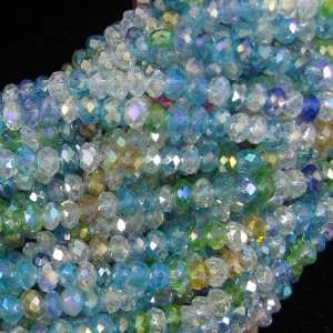  2x4mm faceted crystal rondelle beads 11 multicolor: Home 