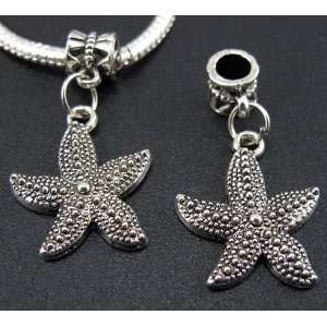  Silver Star Fish Dangle Charm Bead for Bracelet or 