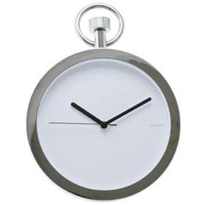  Wall Clock Pocket Watch Chrome White: Home & Kitchen