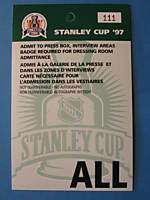 1997 DETROIT RED WINGS STANLEY CUP FINALS PRESS PASS  