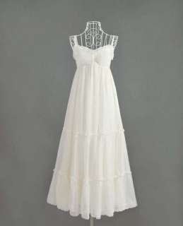 Elegant White Chiffon Straps BOHO Maxi Long Dress S M L  