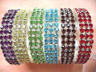 Lots 120pcs 3Rows Stylish Crystal Rhinestone Bracelets  