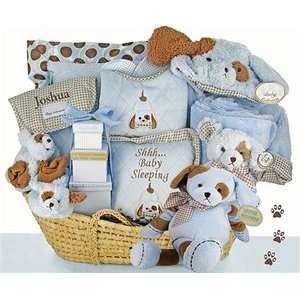    Puppy Love Moses Baby Gift Basket with Free Personalization: Baby