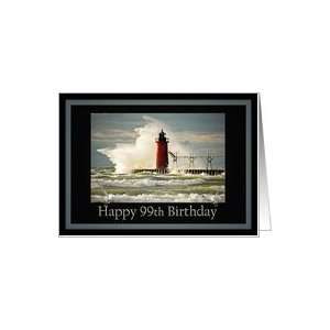  99th birthday lighthouse storm wave nautical coastal Card 