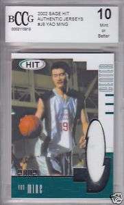 2002 Sage rc YAO MING rookie Jersey card BGS BCCG 10  