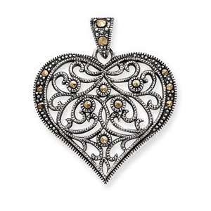    Sterling Silver Marcasite Heart Pendant   JewelryWeb: Jewelry