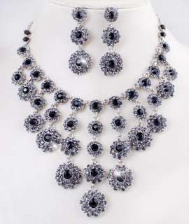 Exquisite Dangle Rhinestone Crystal Wedding Bridal Necklace Earrings 