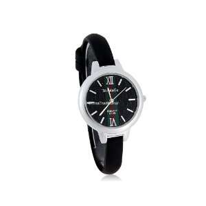   Dial Analog Watch with Silicone Leather Strap Black: Everything Else