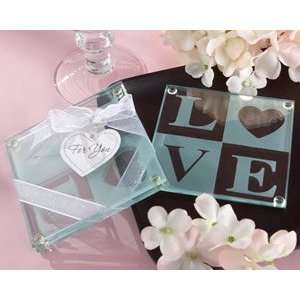  Clearly in Love   LOVE Glass Coasters: Health & Personal 