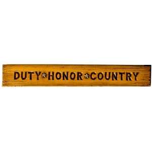   Army wall plaque with the words Duty Honor Country