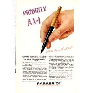  1945 Ad Parker AA1 Fountain Pen Original Vintage Print Ad 
