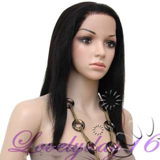 Silky Straight #1b Natural Black Lace Front Wigs 14~16 Human Hair or 
