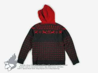 S2 1224: BBC/ICE CREAM REINDEER KNIT HOODIE   CHARCOAL/RED, SIZE L 