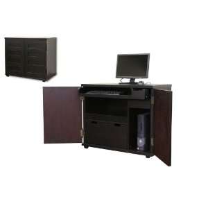   Black Wood Cabinet Style Modern Computer Desk: Furniture & Decor
