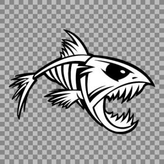 Decal Stickers Aungry Skull Skeleton Fish Attack XRX65  