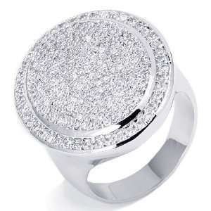   Raised Silver Plated CZ Cubic Zirconia Mens Hip Hop Ring Jewelry