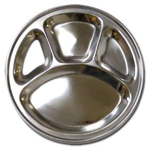 Stainless Steel Round Divided Dinner Plate 4 sections:  