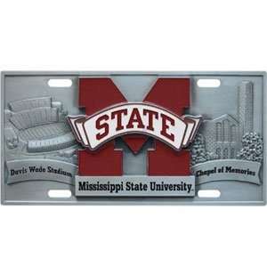  College Stainless Steel License Plate   Mississippi St. B 