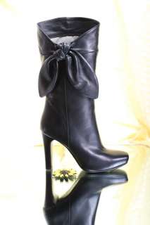 Gibellieri 2207 Black Leather Bow Pull On Boot 40 / 10  