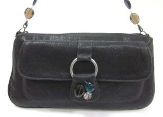 KAMMI REISS Black Leather Jeweled Evening Handbag  