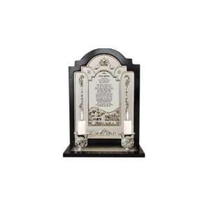   Black framed candlestick holder with Sabbath blessing 