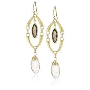   Posh Smoky Quartz and Gold Rutile Quartz Brianna Earrings: Jewelry