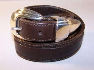 Brown Western Cowhide Leather Belt Buckle Cowgirl Sz 32  