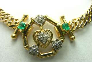 60tcw Fabulous! Custom Made Colombian Emerald & Diamond Necklace 14k 