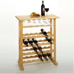  Basics 24 Bottle Wine Rack w/ Glass Holder