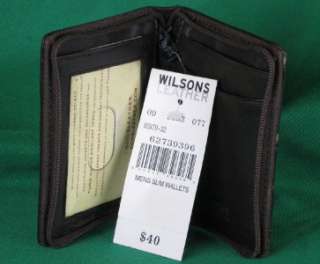 Zippered Wallet Brown Leather Slim Line Wilsons New Wtih Tags  