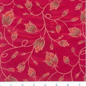   Brocade Fabric Budding Vines Red By The Yard: Arts, Crafts & Sewing