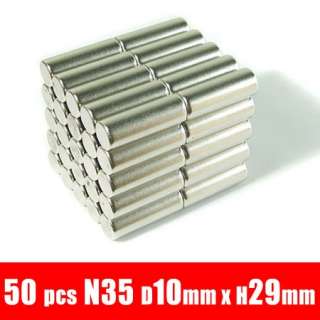 50pcs 10mm x 29mm Cylinder Rare Earth Neodymium strong fridge Magnets 
