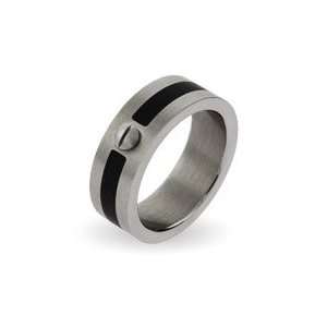    Engravable Mens Engravable Band with Black Accent Jewelry