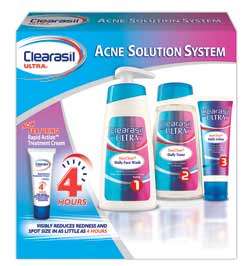 Ultra Acne Solution System includes wash, toner, lotion, and spot 