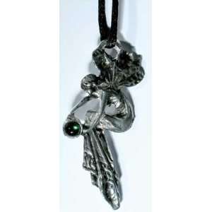  Winged Fairy Necklace with Emerald Green Stone Everything 