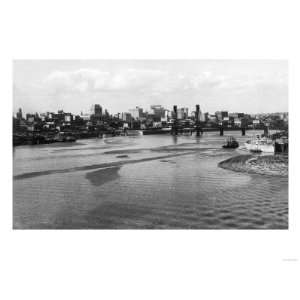  Portland, Oregon Skyline from Willamette River Photograph 