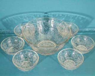 Princess House FANTASIA Large SALAD Bowl + 6 SERVING Bowls  