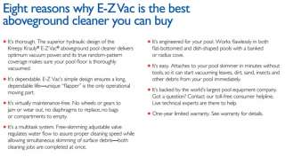 NEW PENTAIR K50600 E Z Vac Above Swimming Pool Cleaner  