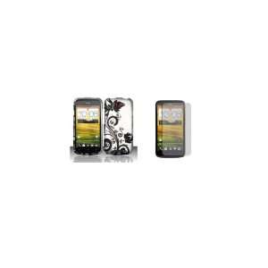  HTC One S (T Mobile) Premium Combo Pack   Black Wild Orchid Flower 