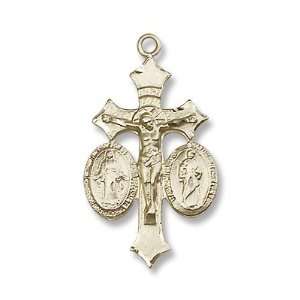   Jesus, Mary & Joseph Pendant Gold Filled Lite Curb Chain Jewelry