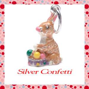 Sterling EASTER BUNNY with BASKET of EASTER EGGS Charm  