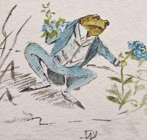 JOHN D. WOODWARD   FROGGY COMES A CALLING ORIGINAL DRAWING C.1880 FREE 