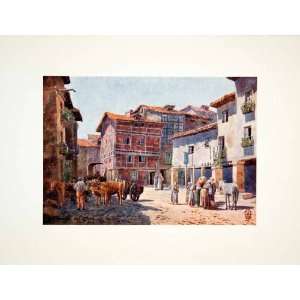  1906 Color Print Wigram Spain Miranda Ebro River Castil 