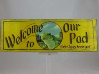 WOOD WELCOME SIGN Frog cabin home rustic decor  
