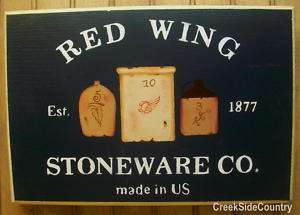 Primitive Country Wood Sign   RED WING Stoneware  