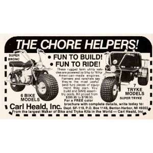 1979 Ad Carl Heald Bike Truke Kit Chore Helpers Utility Vehicle Benton 